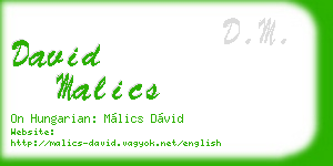 david malics business card